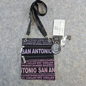 NWT Robin Ruth San Antonio Texas Canvas Crossbody Bag Passport Holder Purple Zip